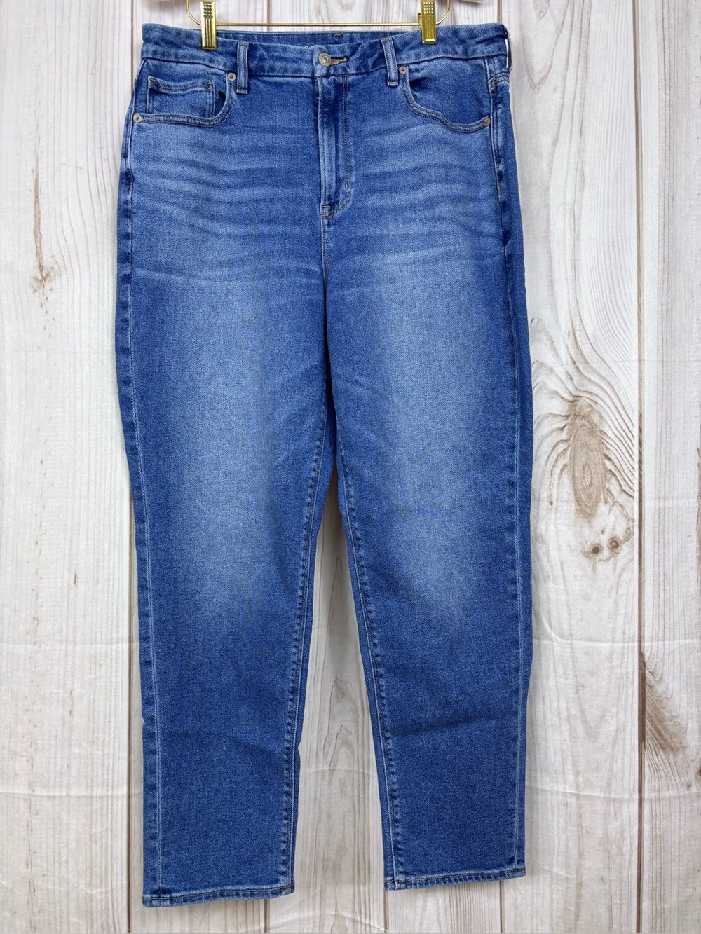 American Eagle AE Curvy Mom Jeans High Rise Straight Tapered Roomy Blue Size 14R